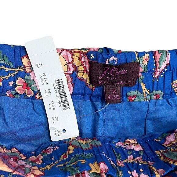 J Crew Skirt WMNS 12 Blue Belted pull-on Midi Liberty Flora Belle K7713 Ruffle - Picture 4 of 13